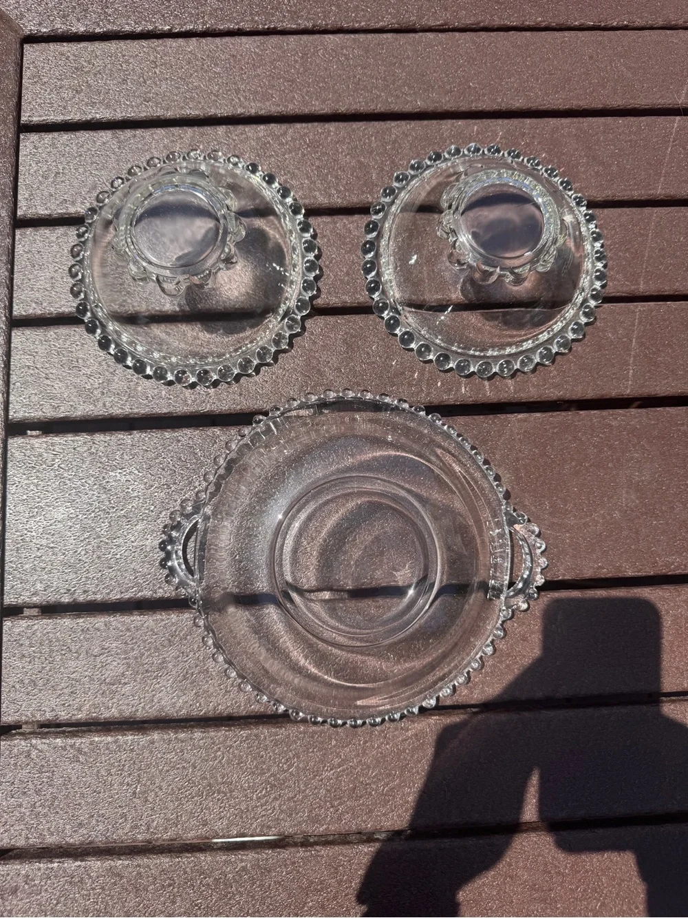 Vintage Imperial Candlewick Clear Hobnail Glass Serving Bowl Set - 3 Pieces